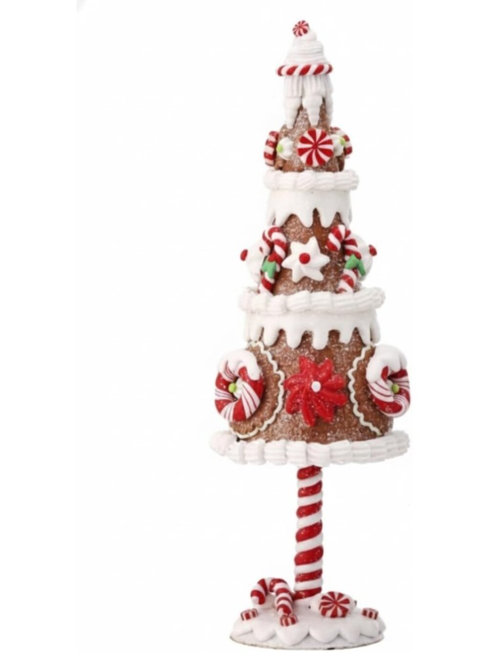 Festive Candy Cookie Tree Stand, Red Green White Claydough, 10.5" Holiday Decor
